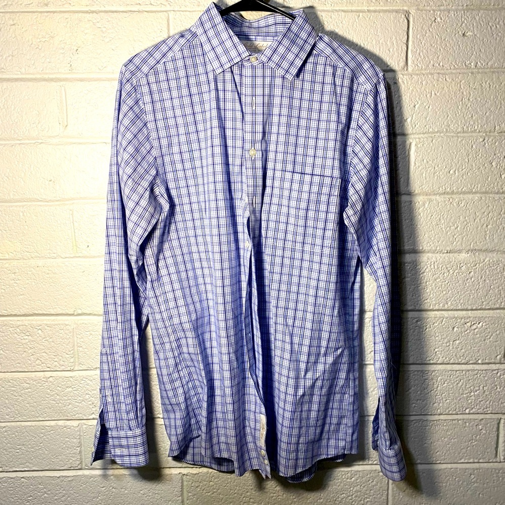 NEW Gold Label Roundtree & Yorke Men’s 15 1/2 Plaid Shirt Slim Stretch Non Iron